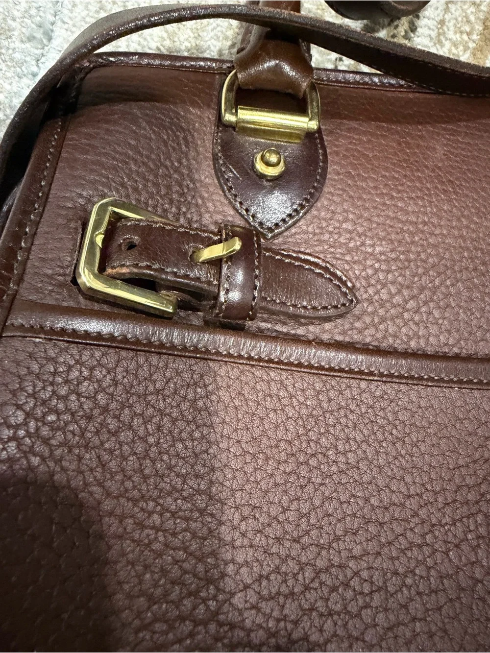 Dooney & Bourke Brown Pebble Leather Satchel with Gold Hardware